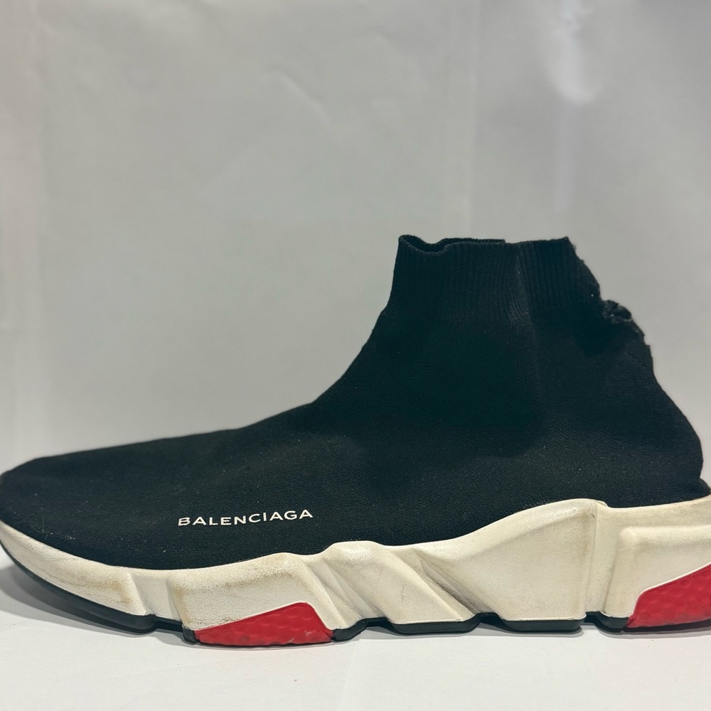 Balenciaga Men's speed trainer Black and White Sock Sneakers - Picture 1 of 7